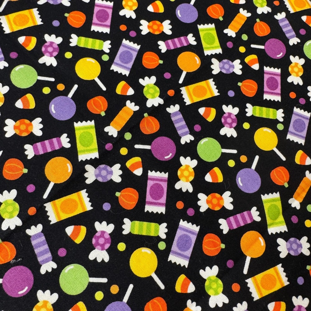 Riley Blake Halloween Fabric Fat Quarter Black Candy Parade Doodlebug C3962